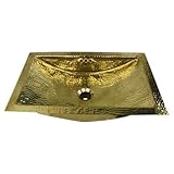 Brightwork Home Hand Hammered Undermount Bathroom Sink with Overflow Sink Finish: Brass [並行輸入品]