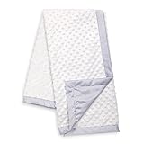 White Minky Dot Baby Blanket, Reverses to Grey Satin, by The Peanut Shell by The Peanut Shell