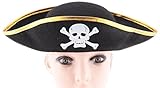 OliaDesign Kids Boys Girls Pirate Halloween Costume Felt Hat with Skull and Crossbones Black [並行輸入品]