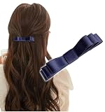 [Herbeluemily] バレッタ リボン サテン シンプル 大人向け フォーマル おしゃれ ヘアクリップ プレゼント ネイビー 1本 HM-0184-R04-NV