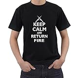 Keep Calm and Return Fire面白いTシャツショートスリーブby sainkカラーブラックサイズS – 2 x l XL ブラック