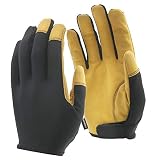 おたふく手袋(Otafuku Glove) 人工皮革手袋 フーバー [人工皮革 ショート丈 甲部ストレッチ素材] FB-51 ブラックｘキャメル M