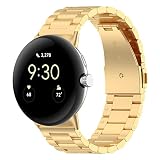[Turnwin] 対応 Google Pixel Watch 4/3(41mm) /2/1 金属製時計バンド｜調整ツール付き 簡単脱着 サイズ自由調整 グーグル ピクセル ウォッチ 4/3(41MM) /2/1 用ベルト (ゴールド)