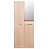 大川家具(日本製) 天然木ミラー付幅74ハイタイプシューズボックス ナチュラル ic0046 代引不可