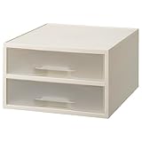 岩崎工業 PP製引き出しケース A4タテ 浅型2段 ホワイト・クリア ST6101CW 1台