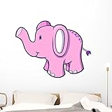Wallmonkeys wm183373キュートベビーピンクElephant – 1ピールとスティック壁デカール 48"H x 37"W - x Large GEN-10930-48