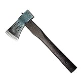 水野製作所　越後三条打刃物　割込小斧　焼牡丹柄330mm　皮サック入　 010-134