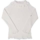 jeleuon Little Girls長袖セーターHigh Neck ruflle Fineニットトレーナープルオーバー カラー: ホワイト