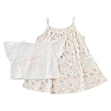 (チャックル) chuckle *スウィートガール*フレア袖Tシャツ&シェル柄キャミワンピースセット クリーム 70cm P3251-70-40