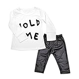 MIOIM ベビー キッズ ズボン ロングパンツ シャツ 長袖 女の子 男の子 可愛い 男女兼用 上下セット子供服 黒 白 綿 シャツ PUレザー ズボン