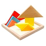 Happy Cherry 子供の知育玩具！タングラム ラフルな木製の脳トレーニング幾何マグネパズル