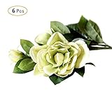 Zhi Jin 6pcs人工ブーケGardenias Artsフェイク花ウェディング部屋DIY屋外の装飾 グリーン