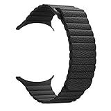 MaKer Apple Watch交換バンド マグネットロック革ブレスレット-[42mm ブラック]