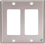 Eaton 93402標準サイズステンレススチール2-gang Decorator Wallplate、サテンブラシ仕上げ