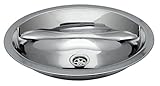 Ambassador Marine Oval Stainless Steel Round Bottom Brushed Finish Sink, 17-Inch Long x 12-Inch Wide