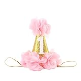 chuangli赤ちゃん花ヘアアクセサリークラウン1st誕生日パーティー帽子カチューシャプリンセス US サイズ: One Size カラー: ピンク
