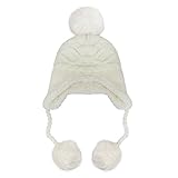 ベビー 帽子 ニット帽 キッズ 子供用 帽子 耳あて 秋冬 ベビー 防寒 ボア ポンポン 男の子 女の子 冬用ハット 男女兼用 ユニセックス 親子そろい LeafIn (L, ホワイト)