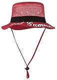 C-Princess 可愛い ビーチハット サファリハット バッケトハット つば広 キャップ サンバイザー　赤ちゃん ベビー 幼児用 帽子 メッシュ 通気 レッド