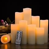 Flameless Candles電池式キャンドルH 4 " 5 " 6 " 7 " 8 " 9 " RealちらつきワックスピラーLED Candle with 10-keyリモートとタイマーコント