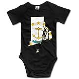 ユニセックス国旗マップのRhode IslandベビーロンパースBaby Onesie Short SLEV カラー: ブラック