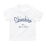 名入れ Tシャツ / ベビーサイズ [BT150] 70cm ホワイト×ブルーロゴ 出産祝い 誕生日 プレゼント おしゃれな 名前入り ベビー服