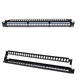 P Prettyia 19インチ　24ポートパッチパネル　リアケーブル　2ピース非シールドキーストーンジャック　