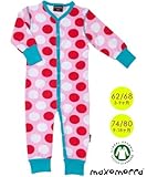 北欧スウェーデンのベビー服 長袖カバーオール（ボタン）3-9ヶ月/9-18ヶ月 Maxomorra マクソモーラ Polkadot (74/80)