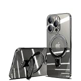 Gunroc iPhone 14 Pro Max 用 ケース MagSafe対応 マグネットスタンド付き 光沢 メッキメタリック ソフトクリア(ブラック)
