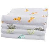 Premium Quality Soft Cotton Muslin Swaddle | Designed in Australia | Large 47 x 47 Inch | Unisex Col