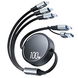【さらに進化-新登場&100W+27W】3in2 巻き取り充電ケーブルUSB-C to USB-C ケーブルPD対応1OOW/5A QC4.0 高速充電USBけーぷる usb type c（100w）usb-L（27W）マイクロusb（10W）マルチ 3台同時給電 充電コード自由式 全機種対応 1年間メーカー保証 長さ130CM