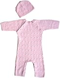 Tadpoles Cable Knit Romper and Hat Set, 3-6 Month, Pink by Sleeping Partners [並行輸入品]