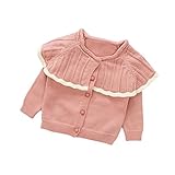 Pojour ベビー服 子供服 女の子ニットカーディガンセーター 冬 防寒 かわいいトップス おしゃれ 暖かい 厚手 綿 ベビールームウェア 普段着 カジュアル 旅行 記念日 プレゼント 丸首 ピンク