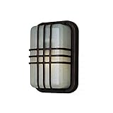 Transglobe Lighting PL-41104 BK Outdoor Bulkhead Fixture with Clear Ribbed Polycarbonate Shade, Blac