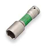 トネ(TONE) インパクト用薄形ロングホイルナットソケット HP4A-22LN 差込角12.7mm グリーン 二面幅22mm