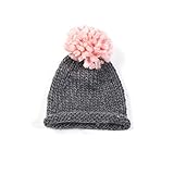 (ティッタン) TTITTANG 子供服 おおきい ポンポン お花のような ニット帽 女の子 キッズ ベビー ( ピンク・グレー / キッズフリーサイズ)