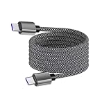 フラットスパイラルケーブル C to C 1m (Type-C/USB-C) 240W 磁気 充電 ケーブル 伸縮式 編み込み 扁平コード (ブラック)