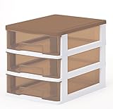 サンコープラスチック 小物収納3段 ストッキー 幅26.4×奥35×高28cm マホガニーブラウン