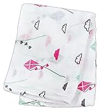 lulujo Bamboo Rayon Muslin Swaddling Blanket - Pink Kites by lulujo Baby
