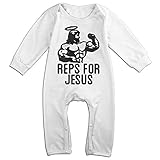 noxidn smwi Baby Infant Romper Reps for JesusジムワークアウトウエイトリフティングLong Sleeve Playsuit服装、ホワイト カラー: ホワイト