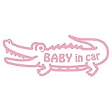 imoninn BABY in car ステッカー　【シンプル版】　No.67　ワニさん　（ピンク色）