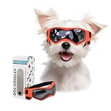 Enjoying 小型犬用サングラス、UV カット 犬 ゴーグル、やわらかい、調整可能、防風防塵 小型犬種 アウトドアゴーグル、目を保護します、オレンジ
