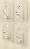 壁フック粘着 – 4のパック – クリアバスルームシャワーフック – 強力なプラスチックHangers forシャワー、バスルームやキッチン