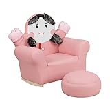 Offex OF-HR-27-GG Kids Pink Little Girl Rocker Chair and Footrest [並行輸入品]