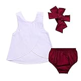 aalizzwell 3pcsベビー女の子ウサギプリントクロスシャツ+フリル付きリーフショートパンツ+ヘアバンド衣装セット