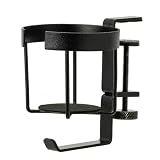 カインズ(CAINZ) カバンが掛けられるドリンクホルダー アイアン ブラック 幅10.4cm 奥行14.5cm 高さ14cm クランプ式 挟み込める ドリンクホルダー 収納フック