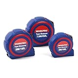 WORKPRO W002400A 3-piece Tape Measure Set, Metric and SAE Quick Read (3m/10ft, 5m/16ft, 7.5m/25ft) [