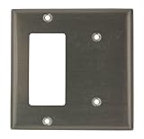 Leviton s1426-n 2-gang 1-blankデコラ/漏電遮断器デバイス組み合わせウォールプレート、ステンレススチール