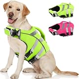 Kuoser犬用ライフジャケット 小型犬用 ライフセーバー 救命胴衣 高浮力素材 反射テープ 着脱簡単 防水 バックル締め マジックテープ 水泳 水遊び プール グリーンS