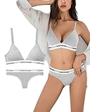 [VICHERIA] スポーツブラ 上下セット tバック レディース【綿・ノンワイヤー・締め付け感なし】 スポブラ セット 女性用 ブラジャー ノンワイヤーブラ 下着 スポーツ ジム