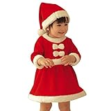 幼児の子供の赤ん坊のワンピース，クリスマス，レッドのスカート，新生児，女児，スカート+キャップ， OVERMAL 帽子 (8-9T)